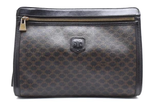 CELINE [Rango A] Macadam Blason pochette borsetta nera vintage seconda zip - Foto 1 di 18