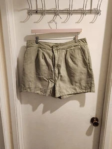 Joie Anthropologie XL Pleated Shorts High Rise Faded Cactus Cotton Linen Blend - Picture 1 of 11