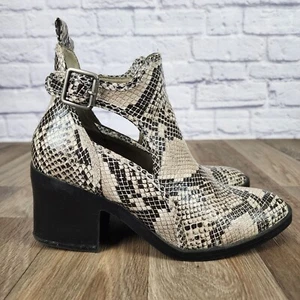 Botines Mia Eden para mujer talla 7,5 imitación piel de serpiente tacón bloque cierre de hebilla - Imagen 1 de 11