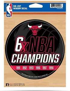 Chicago Bulls 6X Time Champions 5" Decal Sticker Flat Vinyl Auto Emblem... - Picture 1 of 1