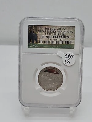 2014-S NGC Clad 25C Gt Smoky Mountains Early Release PF70 Ultra Cameo CB7-13 - Image 1 of 4