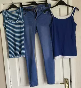 Bundle Denim and Co Blue Jeans And 2 Tops -  Size 10 - Picture 1 of 6