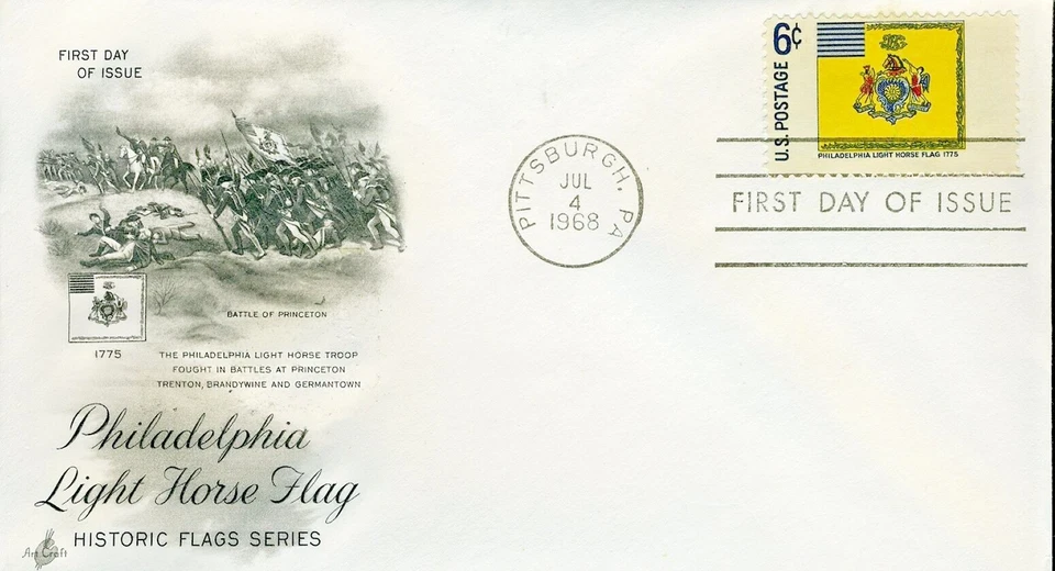 USA FDC #1351  6¢ Light Horse Flag 1968 Historic Flag Series ARTCRAFT Cachet - Image 1 of 1