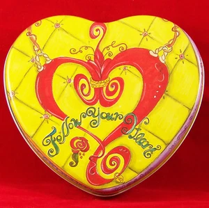 Tin Brighton Heart Shaped Empty Can Container Trinket Keepsake Metal Box 5,3/4" - Picture 1 of 7