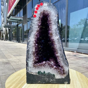 31.8LB Natural Amethyst Geode Quartz Crystal Cluster Cathedral Energy healing - Picture 1 of 19