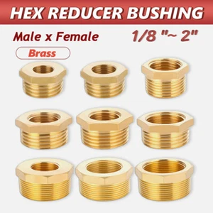 Brass BSP Male x Female Reducing Hexagon Reducer Bushing Adapter Pipe 1/8" ~ 2" - Picture 1 of 32