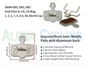 Pastillas de freno de disco para Avid SRAM DB1, DB3, DB5, 1 par - Imagen 1 de 2