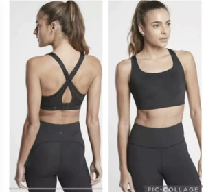 Sujetador deportivo Athleta Phenomena espalda cruzada negro talla 34 C elástico - Imagen 1 de 8