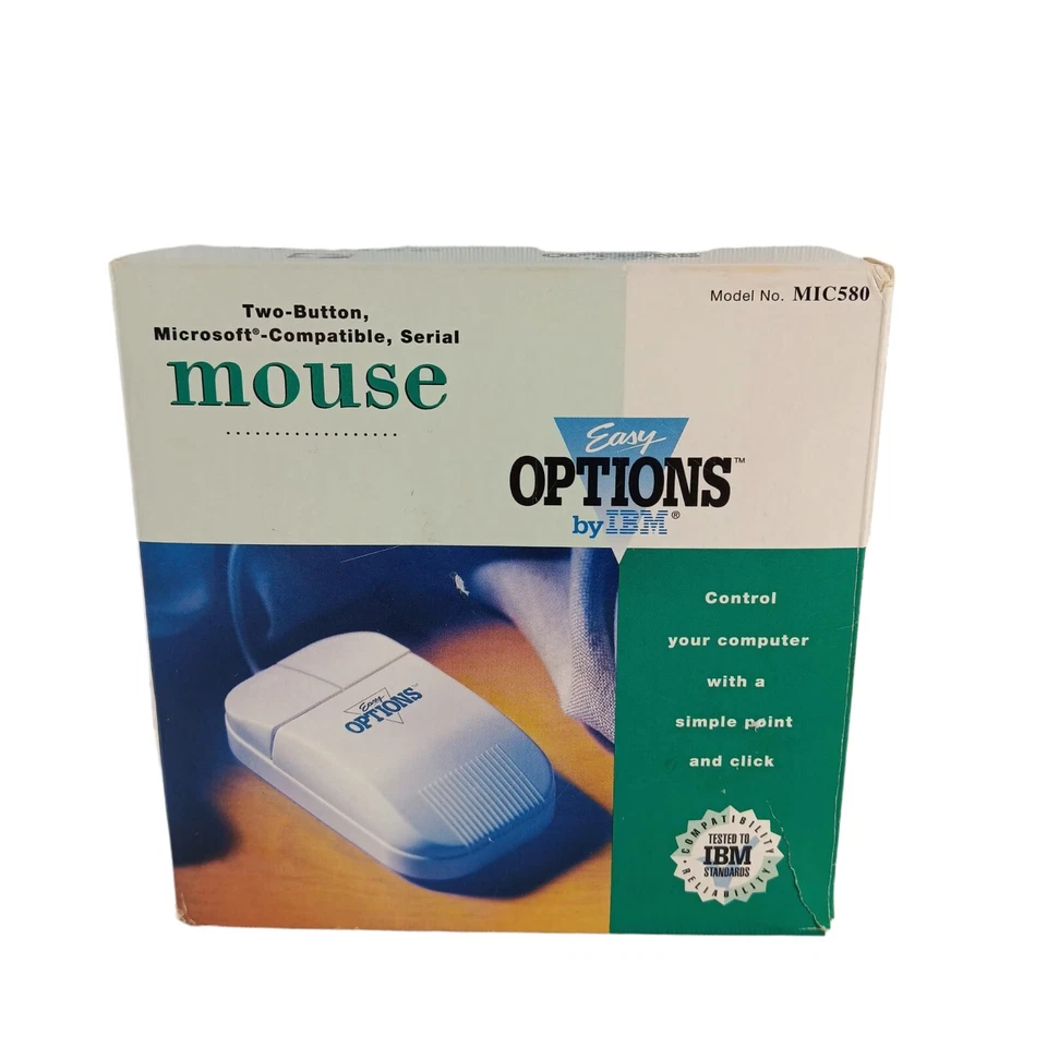 Easy Options By IBM 2-Button Serial Mouse # MIC580 PC Microsoft Compatible  - Image 1 of 4