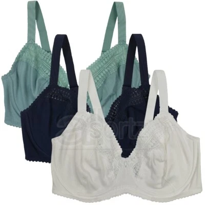 Ladies Underwired Full Cup Bra Cotton Rich UK New Regular & Plus Size M S L - Image 1 of 4