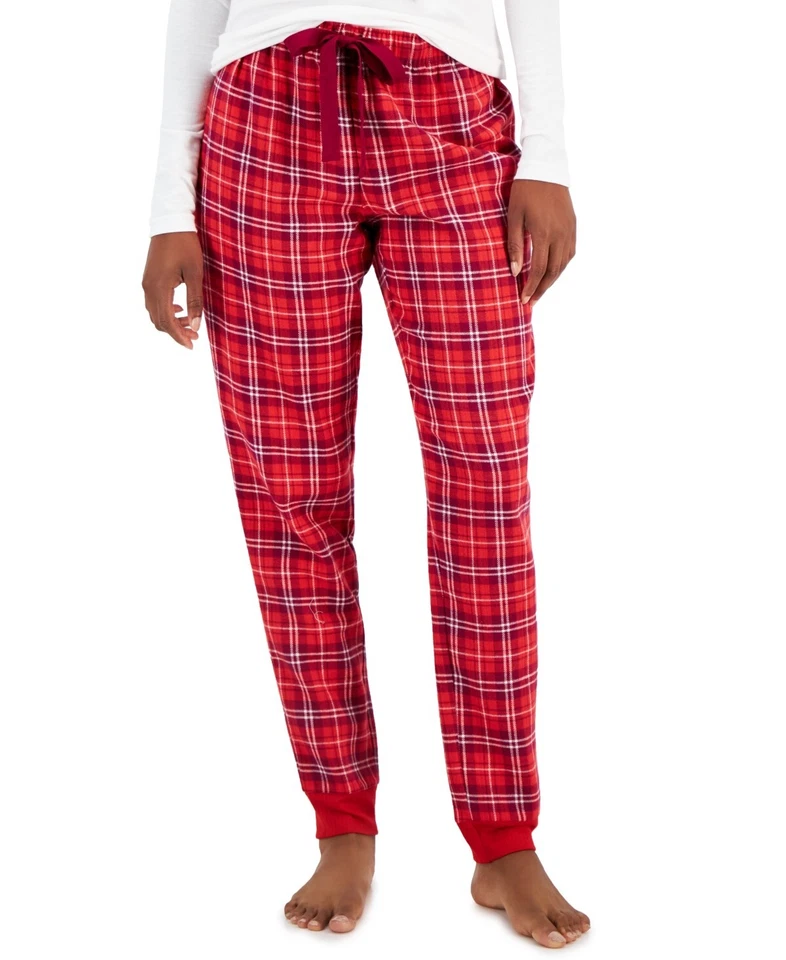Jenni X5554 Women's Red Plaid Drawstring Cotton Flannel Pajama Pants Size XL
