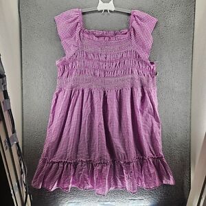 NEW - Terra & Sky Dress 4X Smock Waist Purple Plaid - 4X
