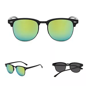 SUNGLASSES RETRO CLASSIC HALF FRAME HORN RIM Men Driving Fishing - Picture 1 of 10