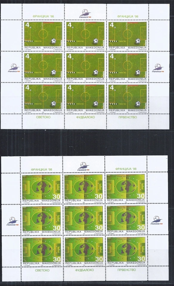 Juego de hojas Macedonia 1998 Copa Mundial de la FIFA Francia 1998 Fútbol Foto 1 de 1