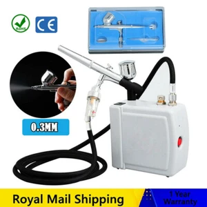 Mini Airbrush Compressor Kit Spray Gun Dual Action Air Brush Paint Model 0.3MM - Picture 1 of 12