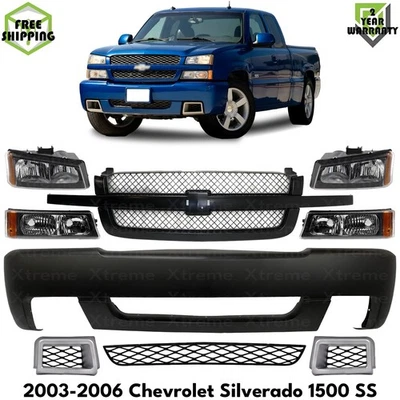 Front Bumper Cover Primed & Headlight Kit For 2003-2007 Chevrolet Silverado 1500 - Image 1 of 4