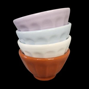4 BISCUIT ANTHROPOLOGIE 3.5" Mini Latte Bowls - Blue White Terra Cotta Lavender - Picture 1 of 21