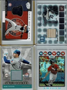 4 lot MARK TEIXEIRA Jersey bat X-fractor UD Topps Leaf 2004 Texas Rangers - Picture 1 of 2