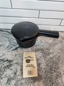 Pampered Chef Small Micro-Cooker 1 Qt Microwave Steamer #2776 Black - Picture 1 of 2