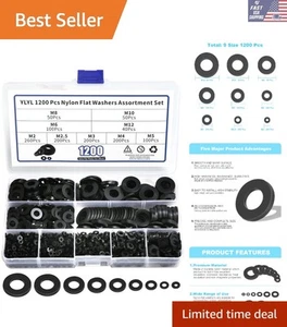 Easy Storage 1200 Pcs Black Washers with 9 Size Grid - Essential DIY Supplies - Picture 1 of 9
