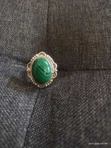 Malachite Ring Size 7 (.926 Sterling Silver) - Picture 1 of 4
