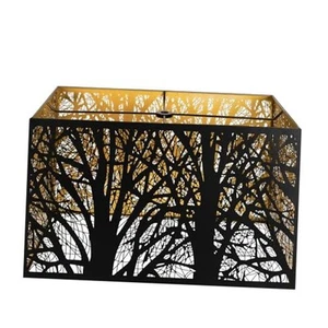 Metal Large Rectangular Lampshade For Table Lamp Floor Black Gold - Picture 1 of 7
