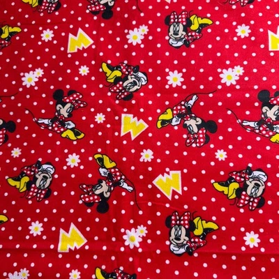 Minnie Mouse Disney Daisys Polka Dots Red Cotton FLANNEL Quilt Fabric 3/4 Yard - Image 1 of 3