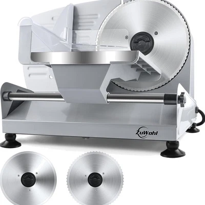 Elektrischer Allesschneider Edelstahl 200W mit 2 Klingen für Brot Fleisch Käse - Bild 1 von 4