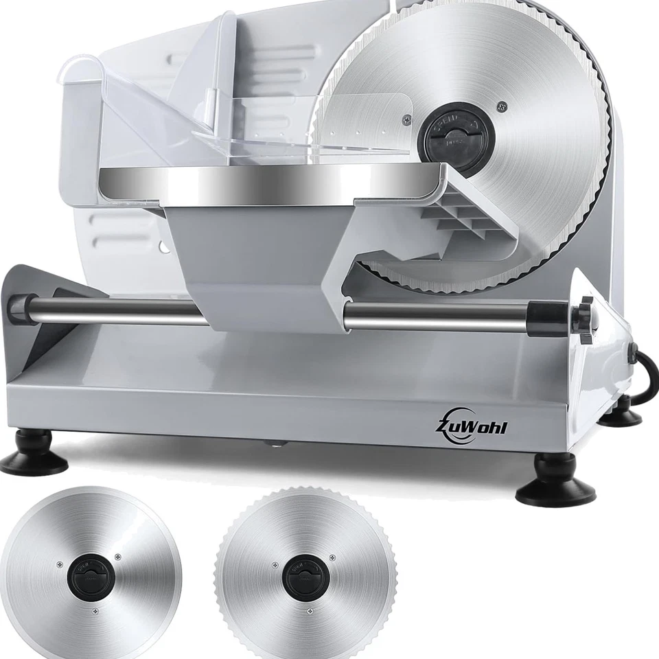 Elektrischer Allesschneider Edelstahl 200W mit 2 Klingen für Brot Fleisch Käse - Bild 1 von 4