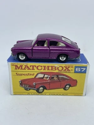 Lesney Matchbox 67 Custom Purple VW 1600 With Disc Wheels Repro Box Restored. - Image 1 of 4