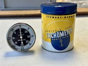 NOS STEWART-WARNER Model 757-W PORTABLE HAND TACHOMETER in nice can - Picture 1 of 6