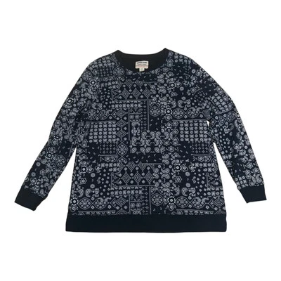 Suéter Lands End Serious Sweats Feminino Azul Bandana Paisley Estampa Floral Tamanho M - Imagem 1 de 4