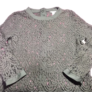 Banana Republic Damen grün Netz Knopfleiste hinten Langarm Bluse Größe L - Bild 1 von 7