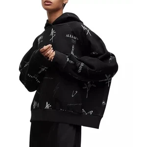 Sudadera con Capucha AllSaints Ventra Talon Logo Icónica Blanco y Negro Talla Grande - Imagen 1 de 17