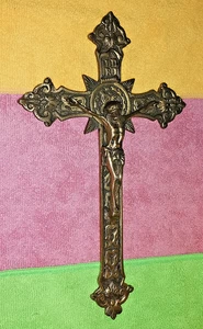 Rare Antique Bronze Religious Christ Crucifix 19 Century - Picture 1 of 3