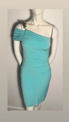Boston Propio Talla 2 Hermoso Vestido Turquesa Un Hombro   Foto 1 de 4