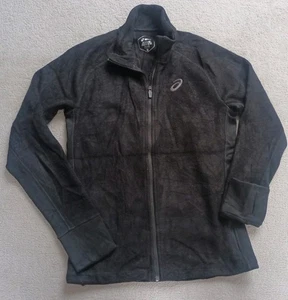 Mens Asics Running Jacket Full Zip Fleece Black Size Small Pit-pit 18" L25" - Picture 1 of 2