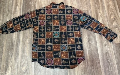 BLUSA VINTAGE LE CAVIAR CUELLO ABOTONADO MANGA LARGA M ÉTNICA MARRÓN MUJER Foto 1 de 4