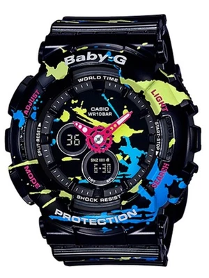 Casio Baby-G * BA120SPL-1A Splatter Pattern Black Anadigi Watch for Women - image 1 of 4