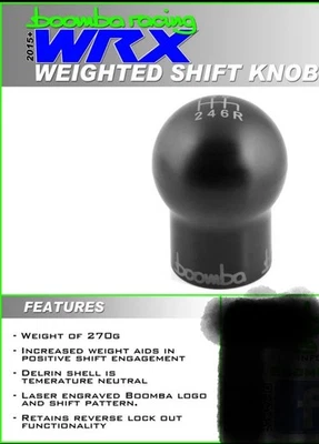 Boomba Racing Subaru WRX/STI perilla de cambio redonda 270 gramos negro 6 velocidades rejilla manual Foto 1 de 4