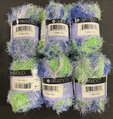Berroco Sizzle Tropicana Eyelash Yarn 6 Skeins 1702 Color 4346 Dye Lot Polyester - Image 1 of 3