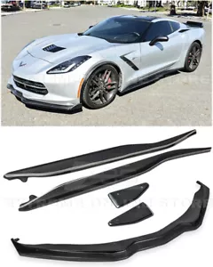 For 14-19 Corvette C7 | Z06 Stage 2 CARBON FIBER Front Lip End Cap & Side Skirts - Foto 1 di 12