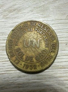 1952 Peru  Un Sol De Oro  Coin - Picture 1 of 4