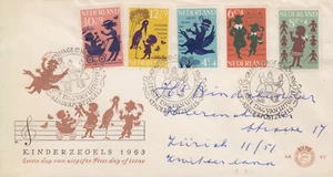 Netherlands First Day Cover NVPH NR E60 - 1963 Kind Unsealed, Addressed - Picture 1 of 1