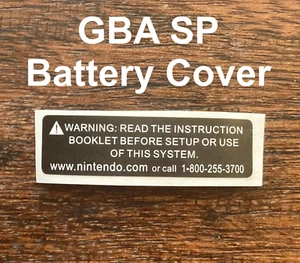 Game Boy Advance GBA SP Battery Rear Lid Cover Replacement Warning Label Sticker - Picture 1 of 2