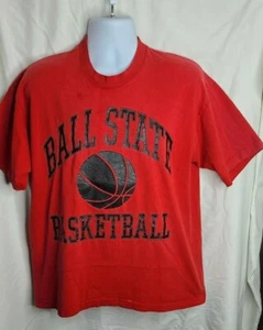 T-shirt vintage punto singolo pallone università statale basket rossa XL - Foto 1 di 7