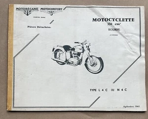 Motobecane Motoconfort Motocyclette Spare Part Catalog Type L4C N4C French Texts - Picture 1 of 2