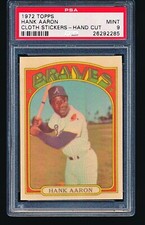 1972 Topps Cloth Stickers HANK AARON PSA 9 - Pop 2