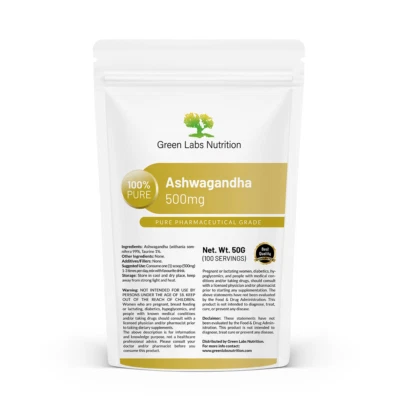 GREEN LABS NUTRITION Ashwagandha Root Powder – High Purity Withania for Stress, Sleep & Mood Support