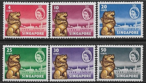 SINGAPORE - QEII - 1959 - NEW CONSTITUTION SET OF 6 - MM - SG 53/58 - CAT £11 Cover